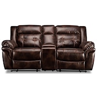 Reclining Loveseat with Power USB Console and Baseball Stitching